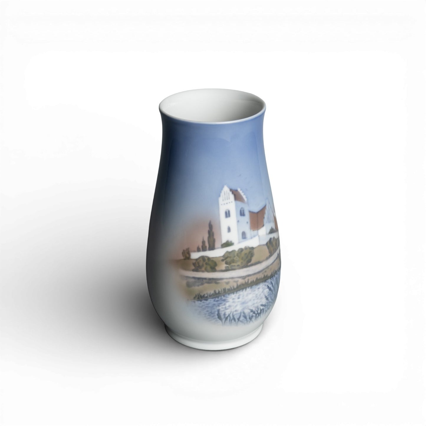 Bing&Grondahl Vaso in "Chiesa" cod 1302-6210 decorazione porcellana da collezione, cm 17
