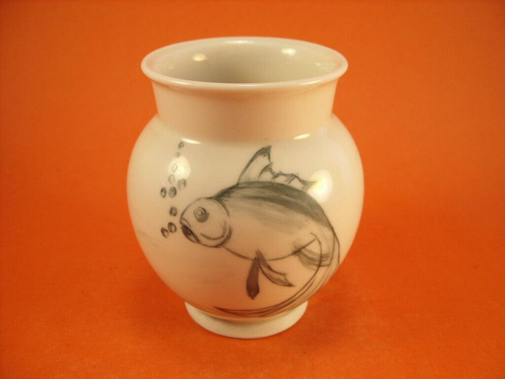 Bing&Grondahl Vaso in "Con Pesce" cod 635 porcellana dipinta a mano, cm 10