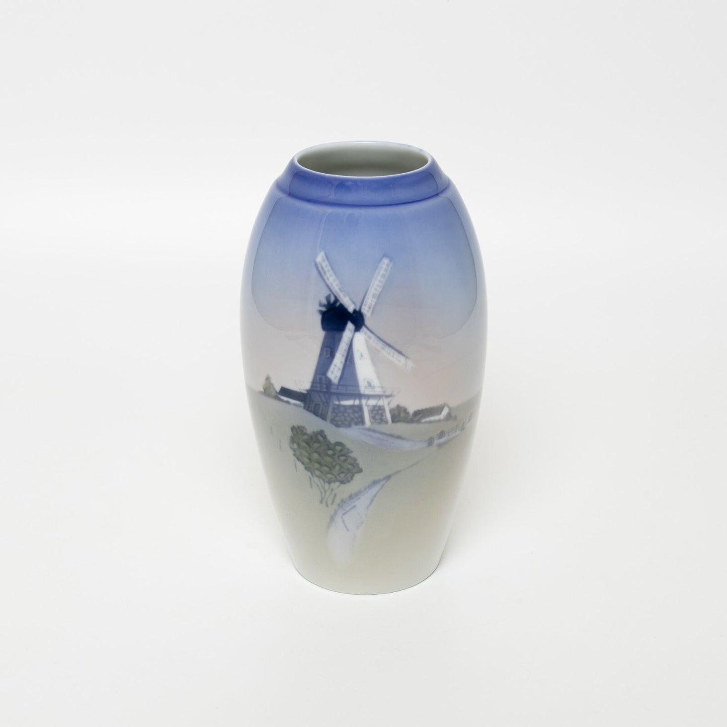 Bing&Grondahl Vaso in "Mulino Olandese" cod 1302/6251 porcellana dipinta a mano, cm 19
