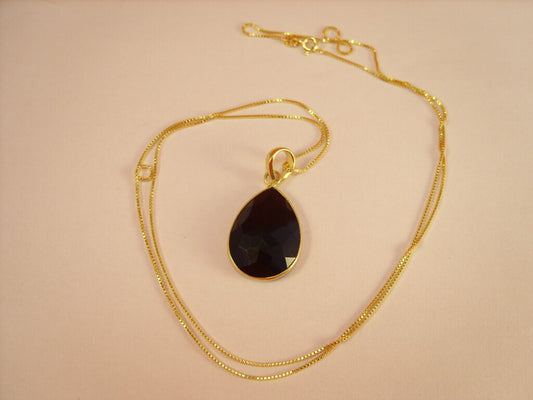 Collana in Argento 925 Dorato con Pendente in Onice