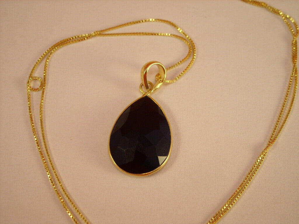 Collana in Argento 925 Dorato con Pendente in Onice, pezzo da collezione