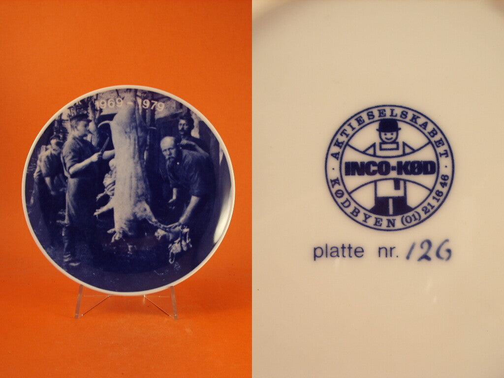 Porcellana di Copenhagen 1969-1979, piatto da collezione blu e bianco