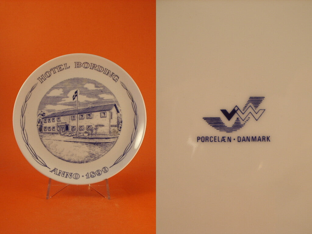 Porcellana di Copenhagen, piatto decorativo pubblicitario Hotel Bording