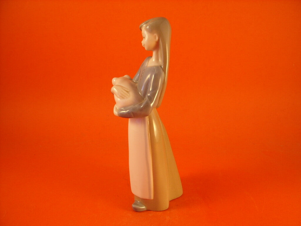 Statuina in "Ragazza con Maialino" Cod 1011 Lladrò porcellana autentica, 17 cm