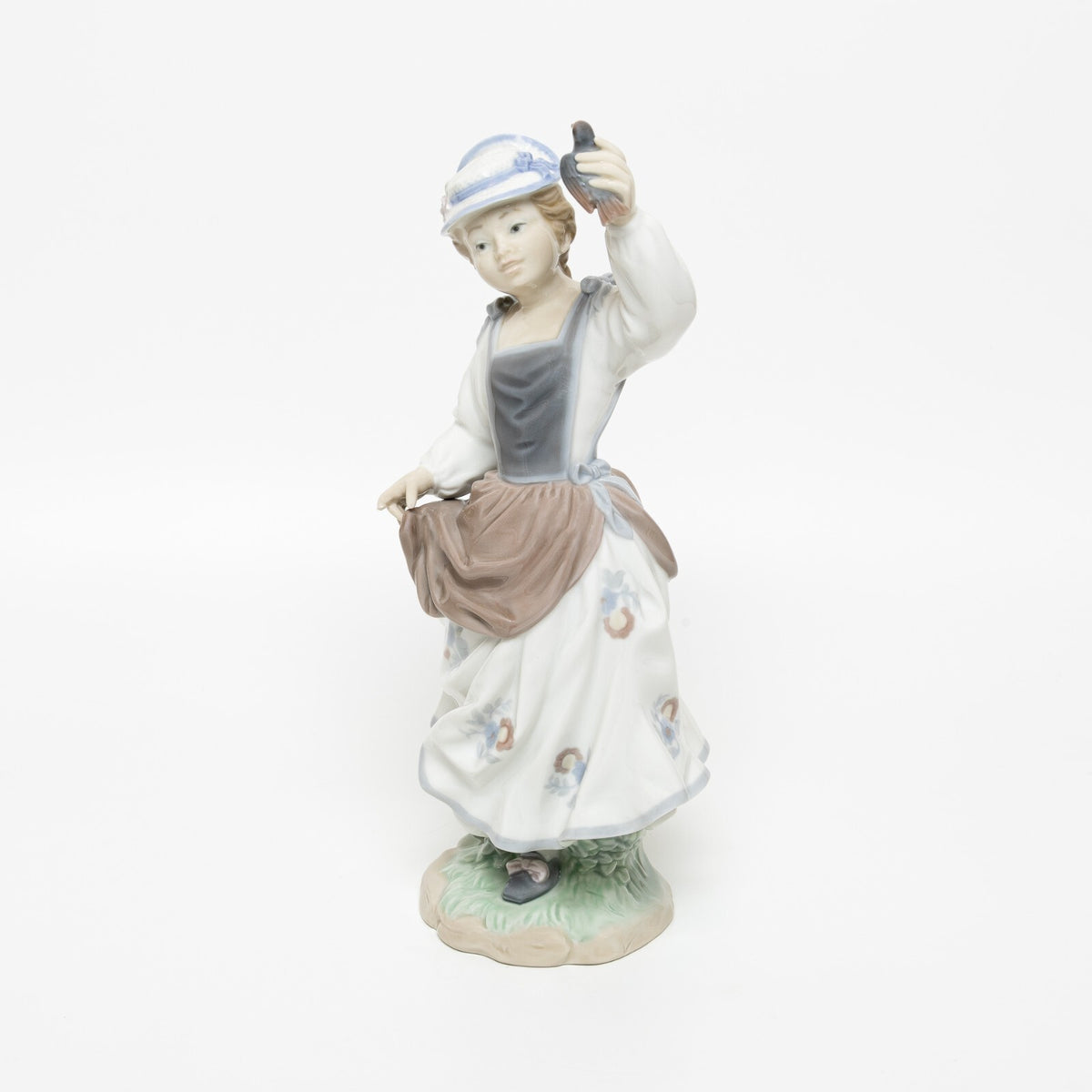 Statuina in "Ragazza con Passero" Cod 4758 DIFETTO porcellana pezzo raro da collezione, 28 cm