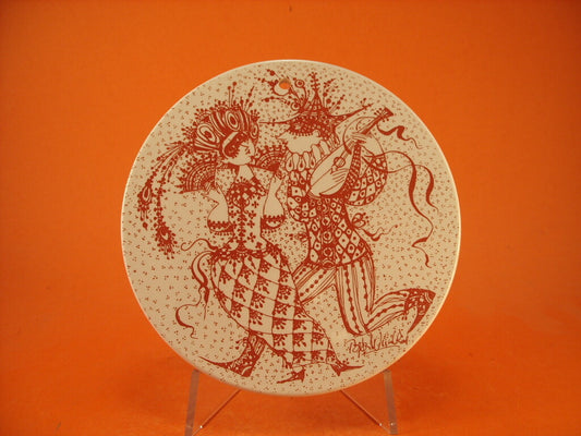 Placca del Mese di Febbraio Maskerade, ceramica Nymolle su disegno di Bjorn Wiinblad