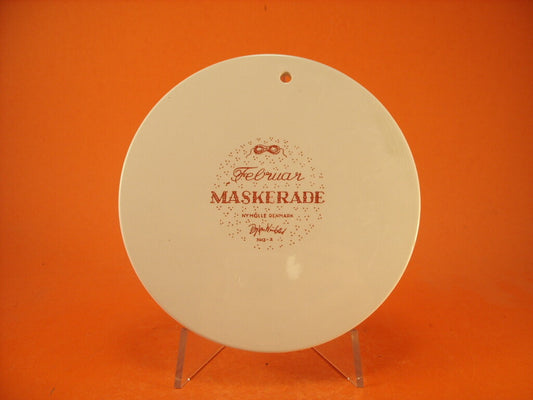 Placca del Mese Febbraio Maskerade Ceramica Wiinblad 3013-2 Rosso Nymolle, 15cm