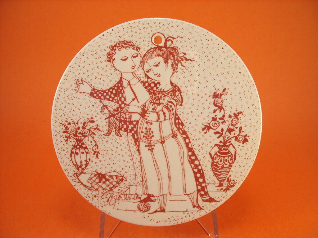 Placca del Mese di Novembre Optimisme nella variante rossa, ceramica Nymolle su disegno di Bjorn Wiinblad