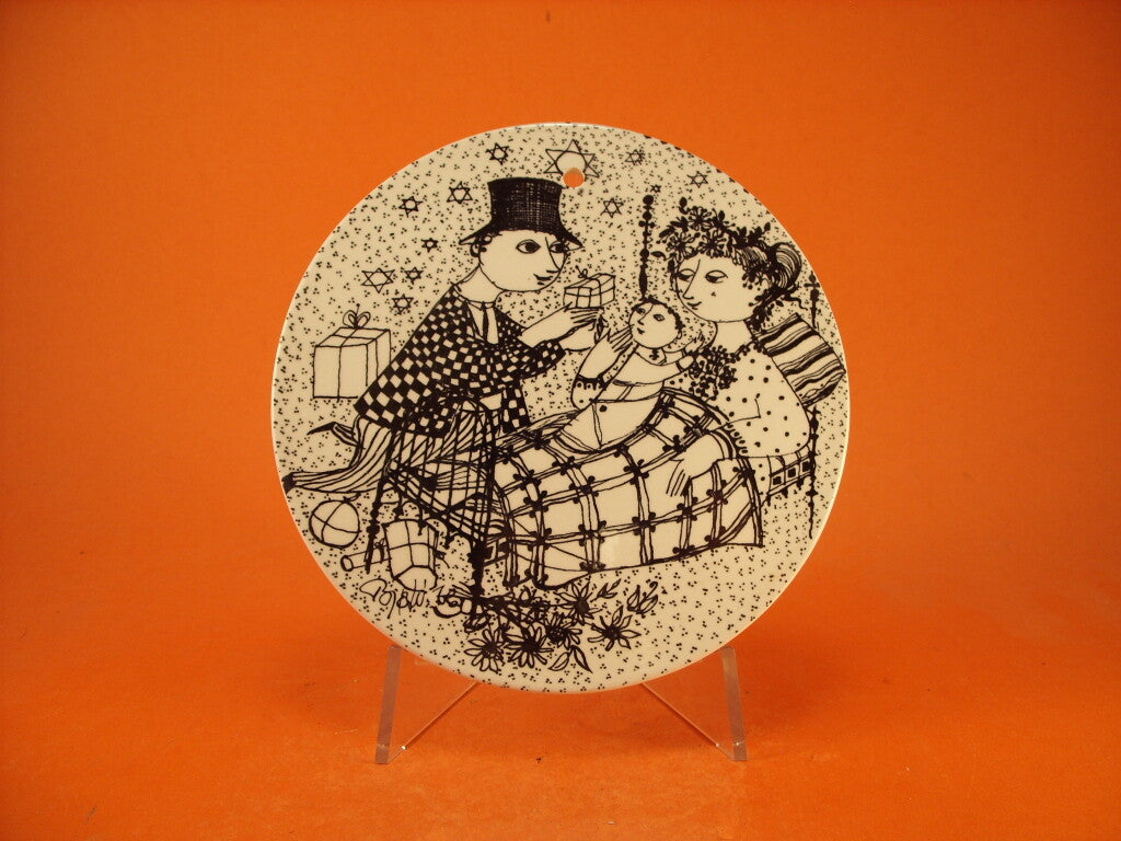 Nymolle Placca del Mese Dicembre Mirakel nera, ceramica danese di Bjorn Wiinblad