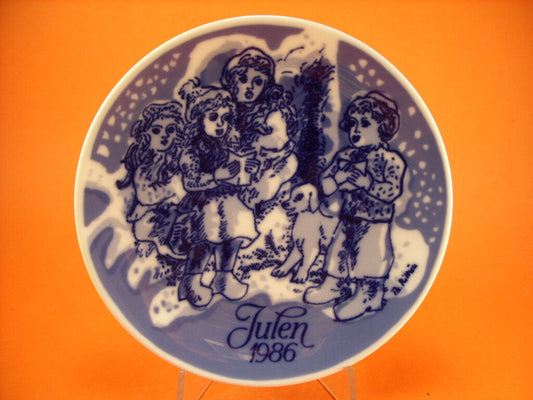 Porsgrund piatto di Natale 1986 Christmas Caroling, porcellana norvegese
