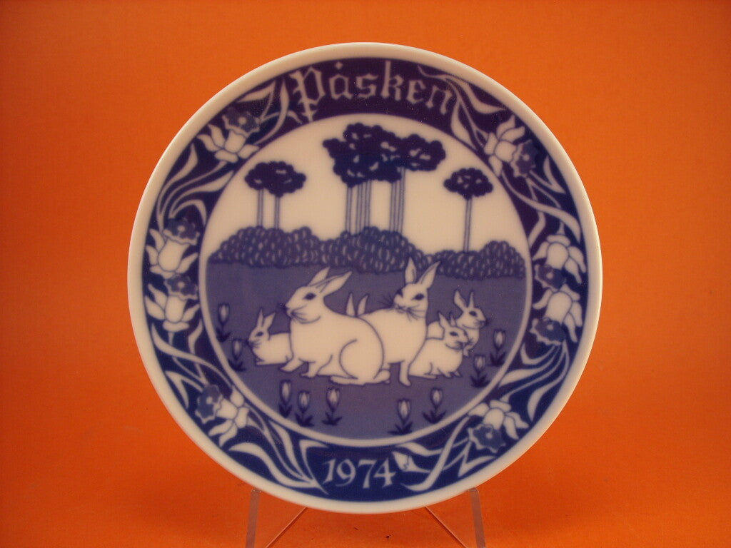 Porsgrund piatto di Pasqua 1974 porcellana blu cobalto sottosmalto