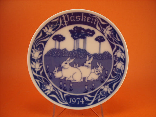 Porsgrund piatto di Pasqua 1974 porcellana blu cobalto sottosmalto