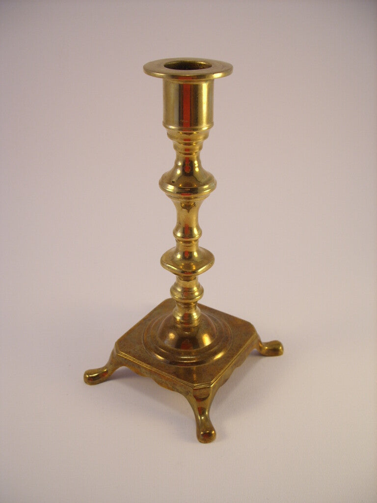 Portacandela Antico in Ottone Danese Fatto a Mano, altezza 18 cm