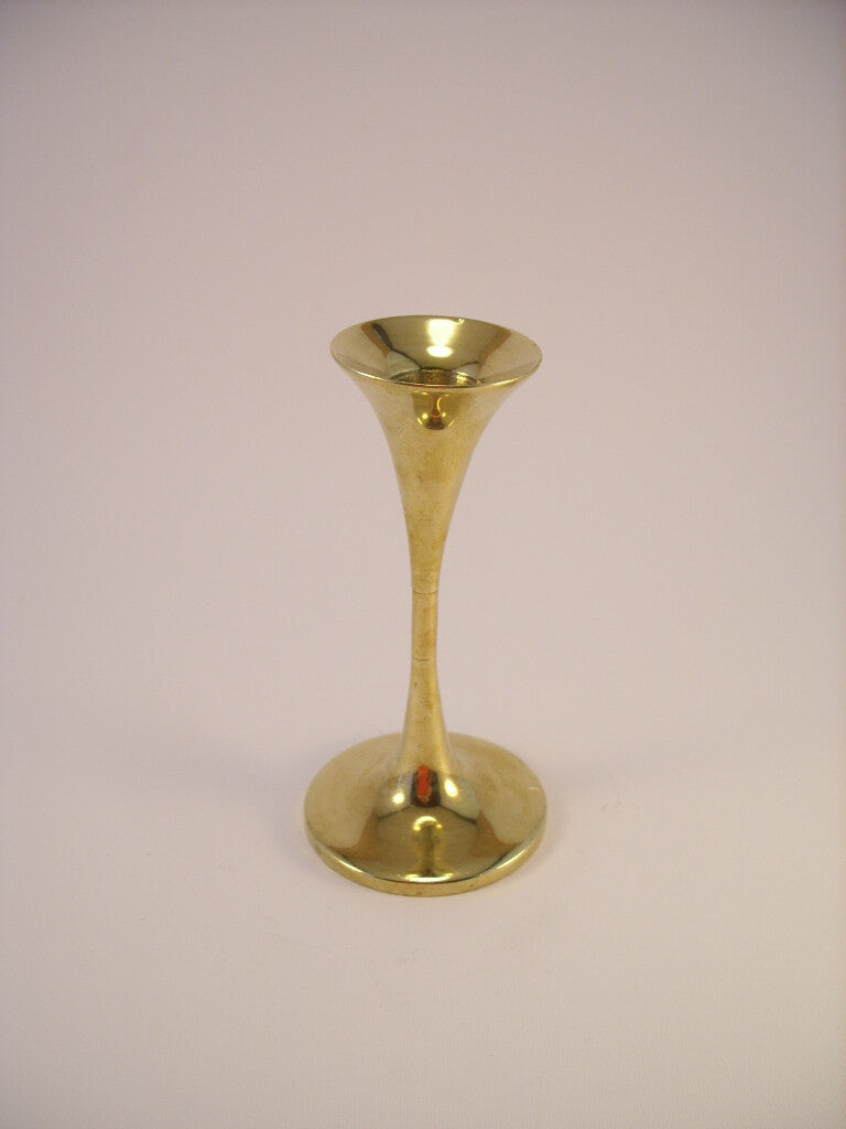 Portacandela Antico in Ottone Danese Fatto a Mano, altezza 14 cm