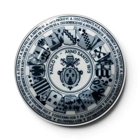 Piatto commemorativo Richard Ginori Anno Santo 1975 dedicato a Roma, porcellana policroma 27 cm