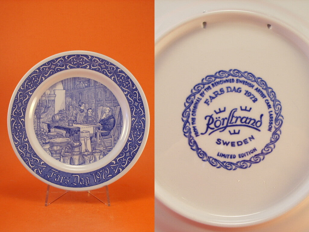 Piatto da parete Rorstrand in porcellana con scena di Carl Larsson, edizione Festa del Papà