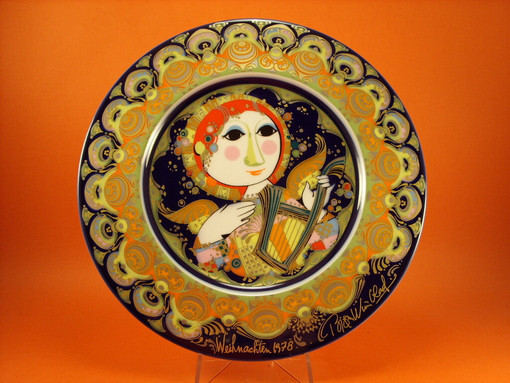 Rosenthal piatto di Natale 1978 Bjorn Wiinblad Angelo con l'Arpa in porcellana