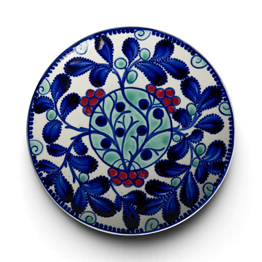 Royal Copenhagen Aluminia piatto decorativo antico ceramica 428/340, decoro floreale Art Nouveau policromo, 19 cm