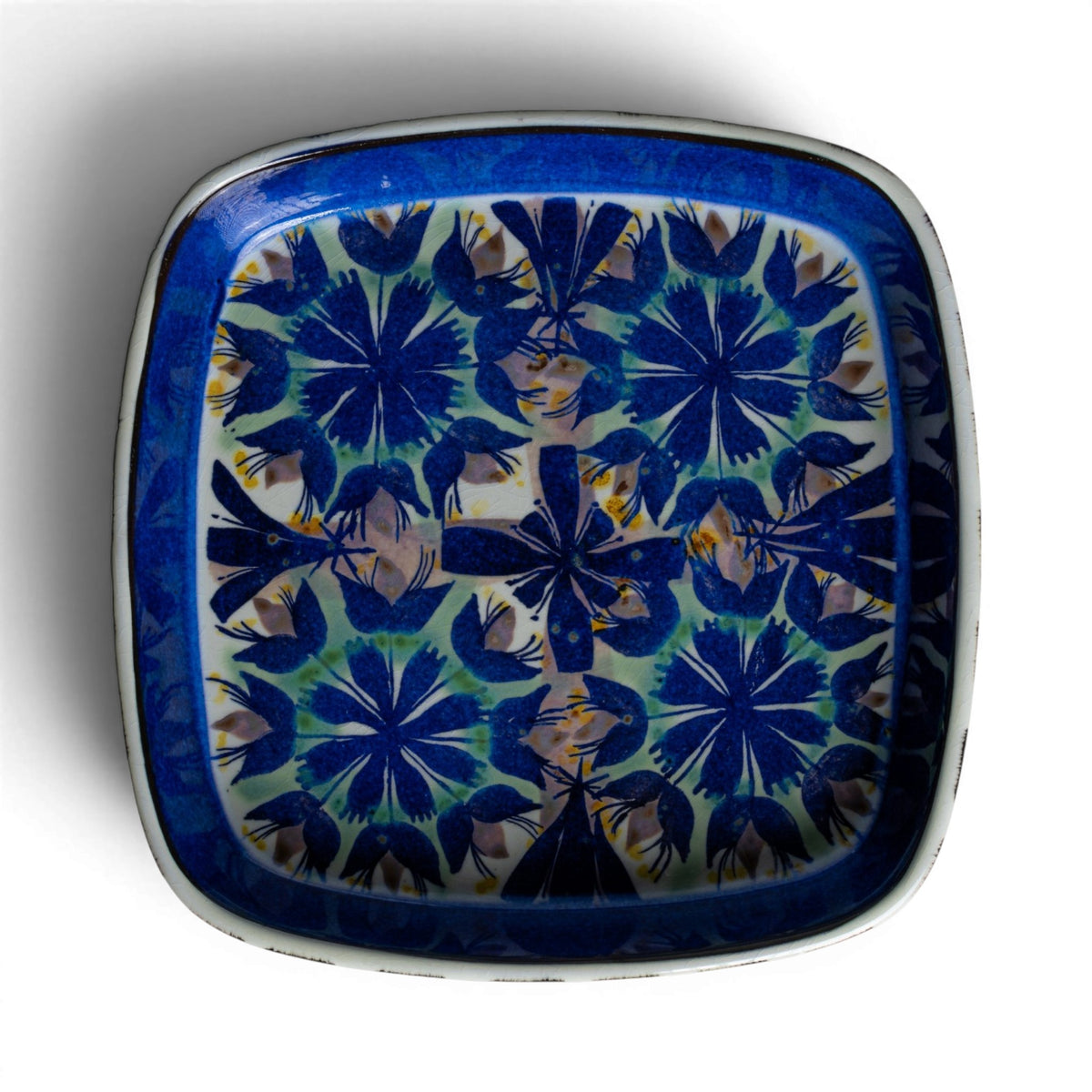 Ciotola Royal Copenhagen Fajance Marianne Johanson decoro floreale blu ceramica dipinta a mano