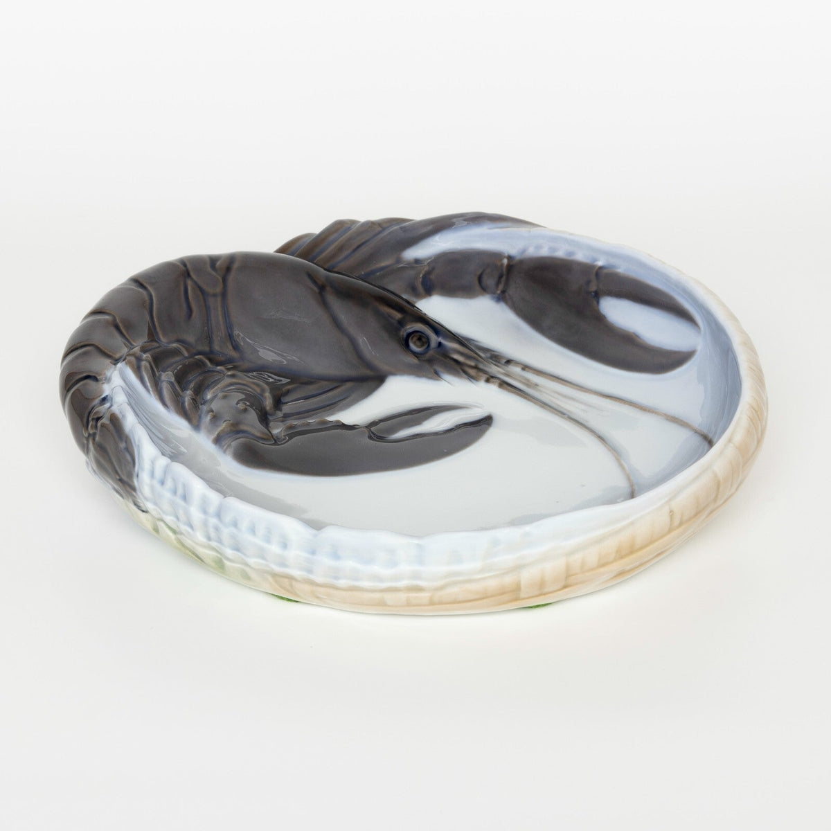 Royal Copenhagen piatto per frutti di mare con aragosta in rilievo RC 3498, porcellana danese