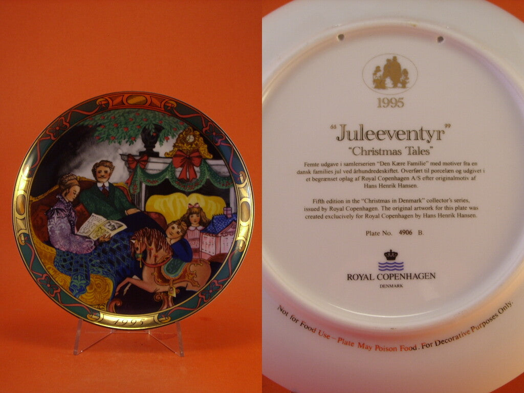 Piatto natalizio Royal Copenhagen 1995 porcellana danese decorata a mano con oro zecchino di Hans Henrik Hansen