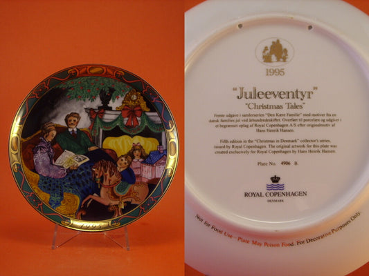 Piatto natalizio Royal Copenhagen 1995 porcellana danese decorata a mano con oro zecchino di Hans Henrik Hansen