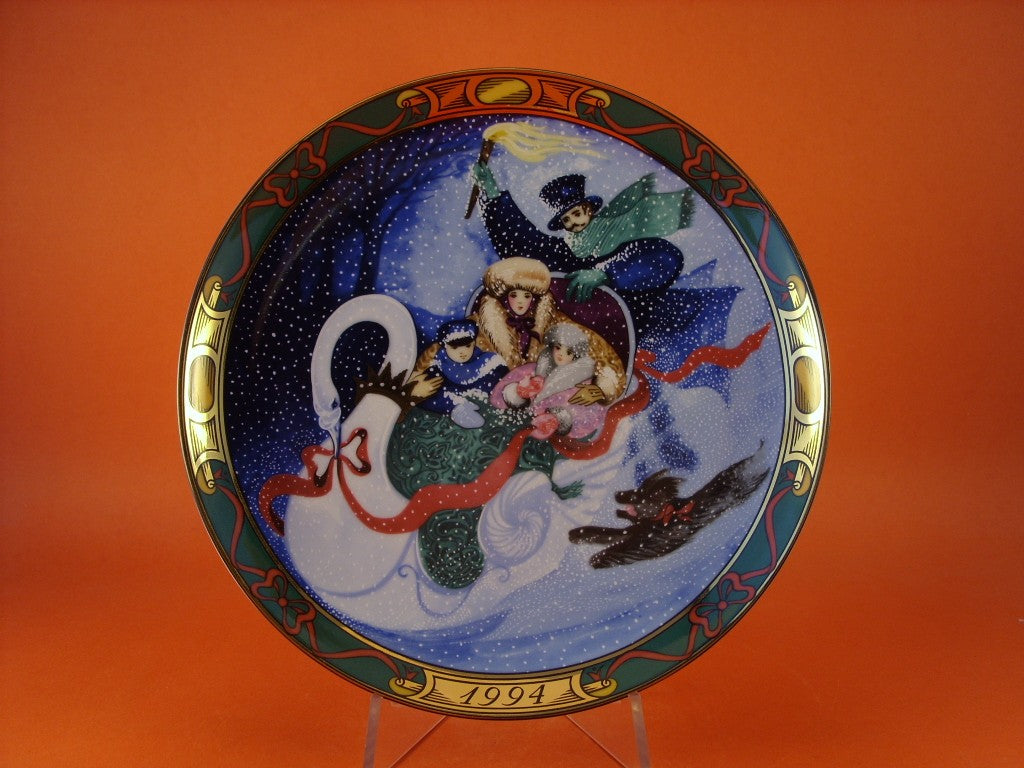 Royal Copenhagen piatto commemorativo Christmas in Denmark 1994 The Sleigh Ride in porcellana