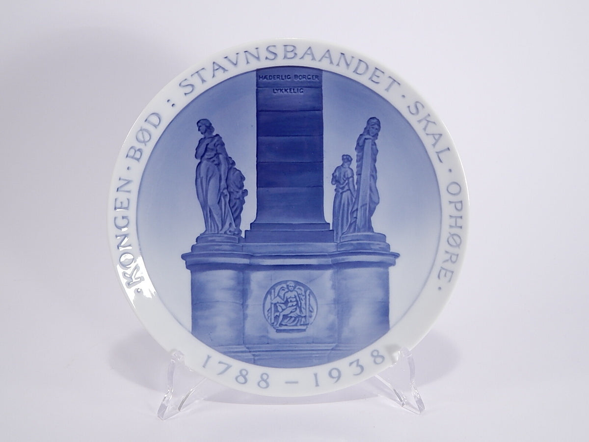 Royal Copenhagen piatto commemorativo 1788-1938 in porcellana sottosmalto blu cobalto
