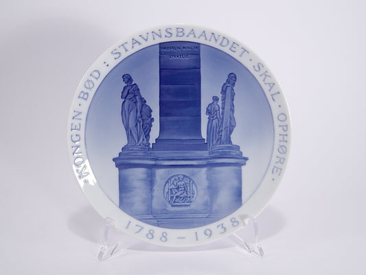 Royal Copenhagen piatto commemorativo 1788-1938 in porcellana sottosmalto blu cobalto