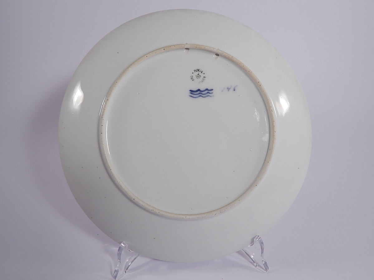 Marchio Royal Copenhagen sul retro del piatto commemorativo Olaf Poulsen 1917