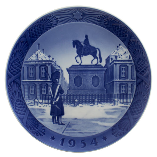 Piatto di Natale Royal Copenhagen 1954 in porcellana, Palazzo di Amalienborg, Copenaghen