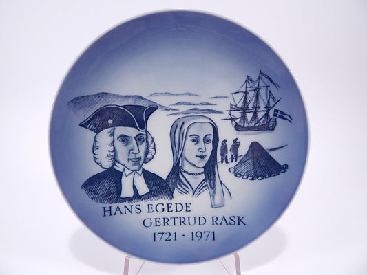 Royal Copenhagen piatto Hans Egede – Gertrud Rask, porcellana danese sottosmalto blu