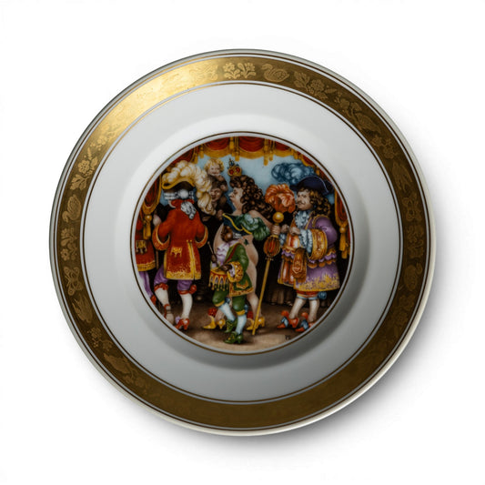 Royal Copenhagen Piatto H.C.Andersen "I Vestiti Nuovi dell'Imperatore" porcellana dipinta a mano, cm 19