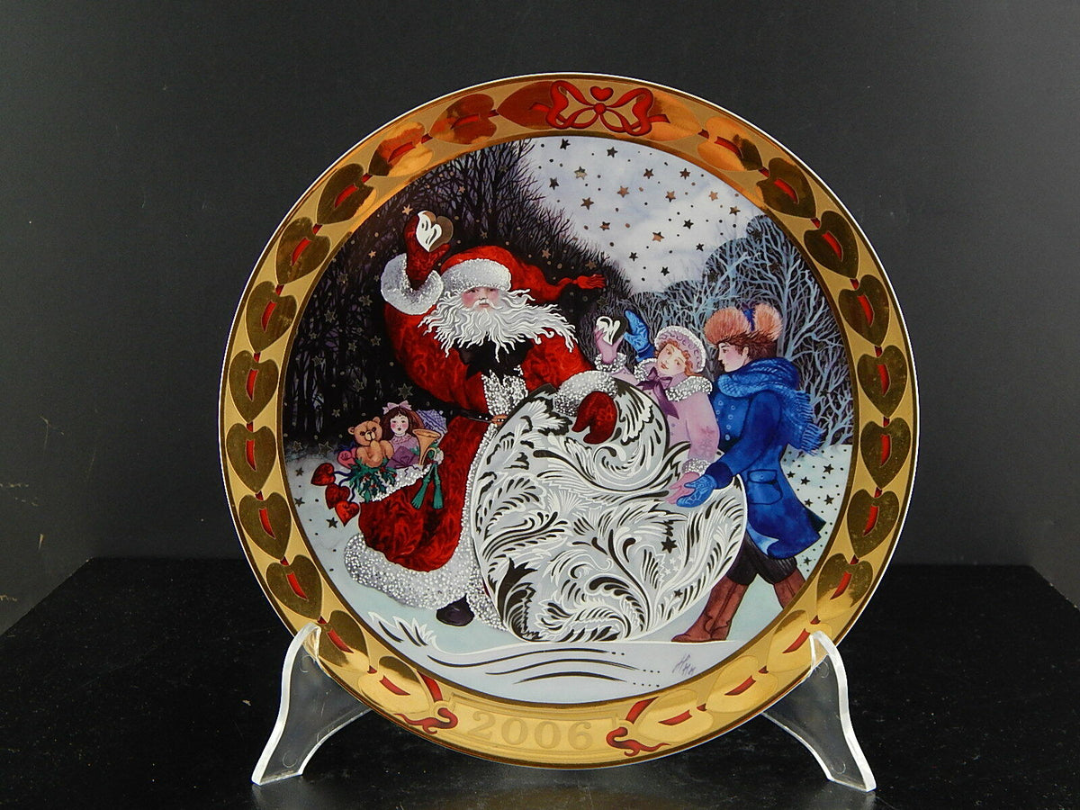Piatto di Natale Royal Copenhagen Hearts of Snow 2006, porcellana danese policroma 26 cm