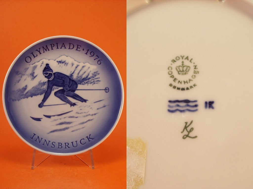 Royal Copenhagen Olimpiadi Invernali Innsbruck 1976, decoro sottosmalto, collezione di porcellane olimpiche
