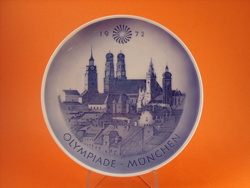 Royal Copenhagen piatto Olimpiadi Monaco 1972 blu cobalto RCOL 1972, porcellana danese