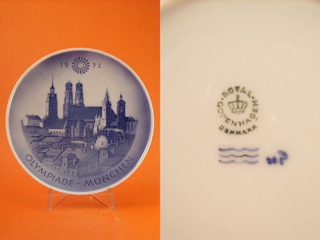 Royal Copenhagen piatto Olimpiadi Monaco 1972 blu cobalto RCOL 1972, pezzo da collezione