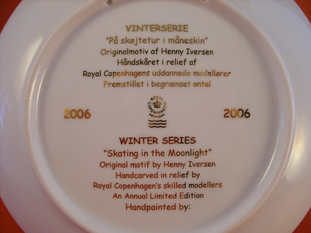 Porcellana danese Royal Copenhagen, piatto Winter Series RCWS 2006