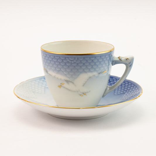 Servizio Gabbiani Tazza da caffè con piattino Royal Copenhagen porcellana autentica, 14cm