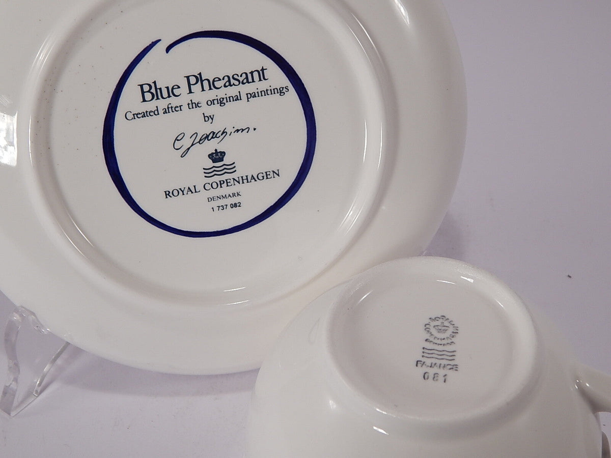 Royal Copenhagen set tazza e piattino Blue Pheasant RCBP 081/1737082, pezzo da collezione