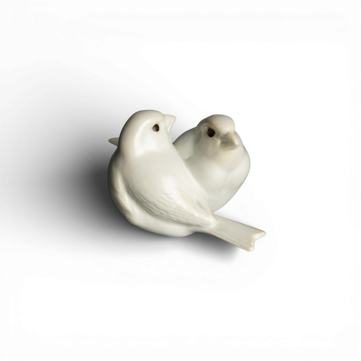 Statuina "Coppia di Passeri" Cod 1309 (White) porcellana pezzo da collezione, 11 cm