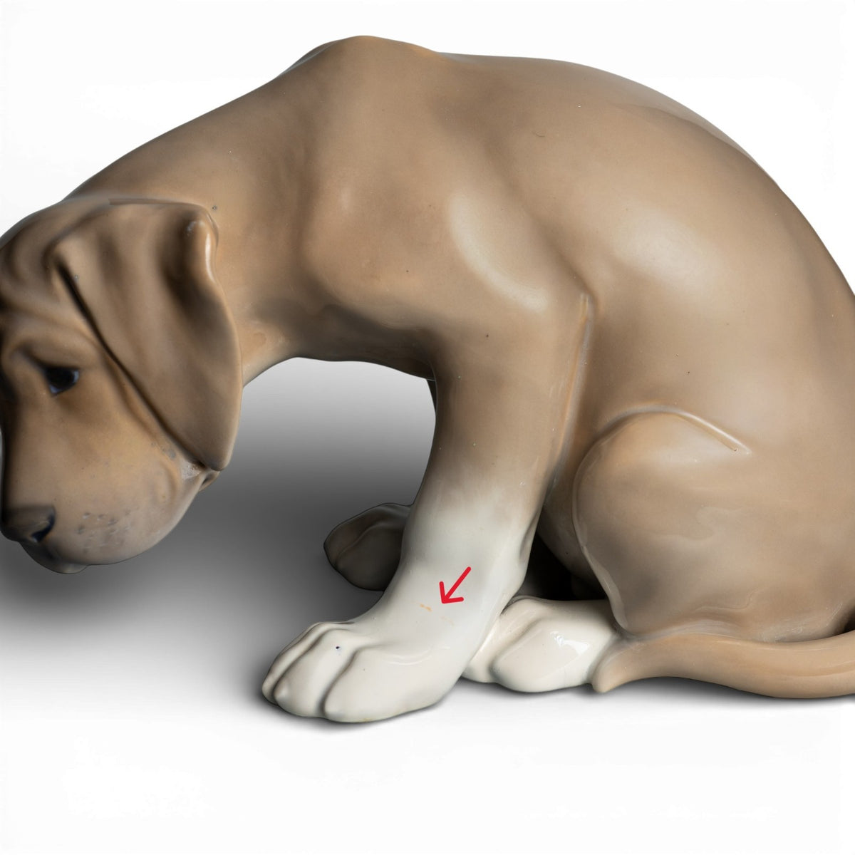 Statuina "Cucciolo Labrador, Bob" Cod 318 (Restaurata) porcellana originale d'epoca, 13 cm