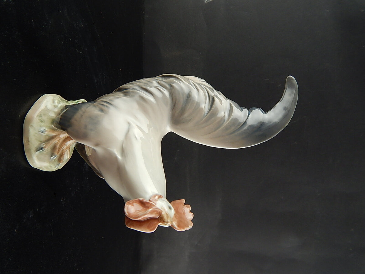 Statuina "Gallo in Attesa del Sole" Cod 1025 (Difetto) porcellana pezzo raro da collezione, 19 cm