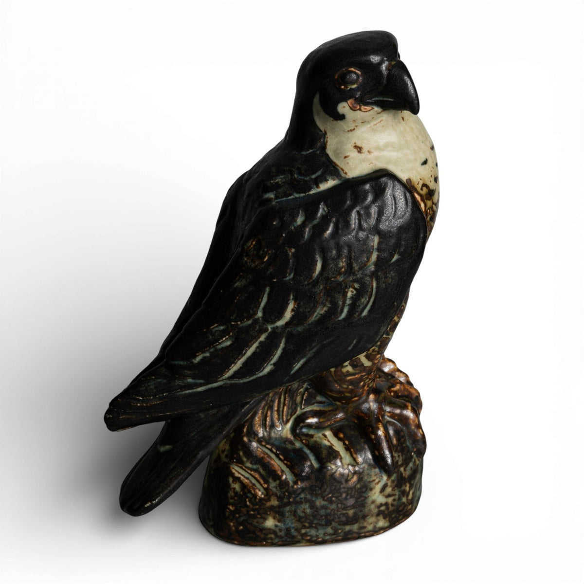 Statuina Gres "Falco Pellegrino" Cod 21407 Royal Copenhagen porcellana autentica, 28 cm