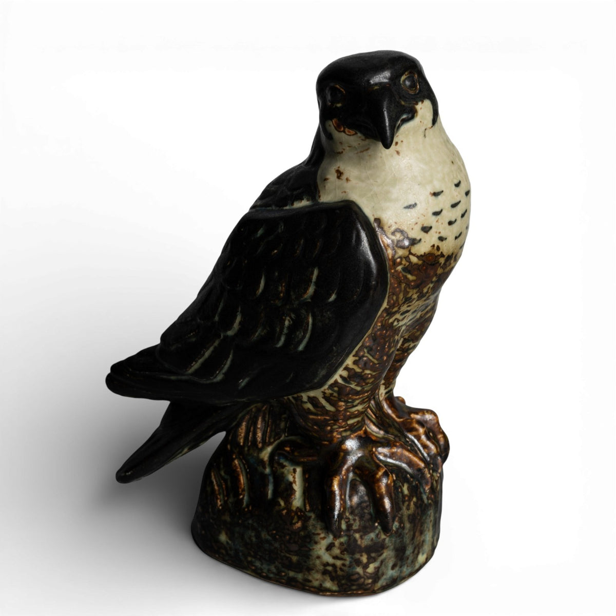 Statuina Gres "Falco Pellegrino" Cod 21407 porcellana pezzo raro da collezione, 28 cm