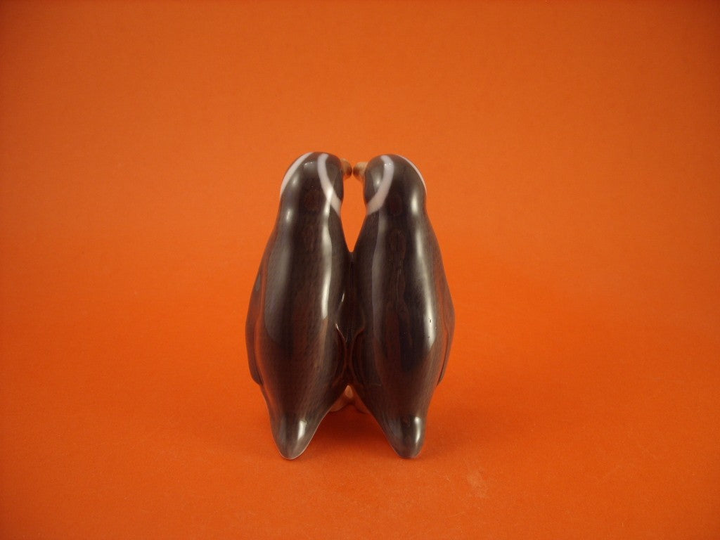 Royal Copenhagen Statuina in "Coppia di Pinguini" Cod 1190 decorazione porcellana da collezione, 10 cm