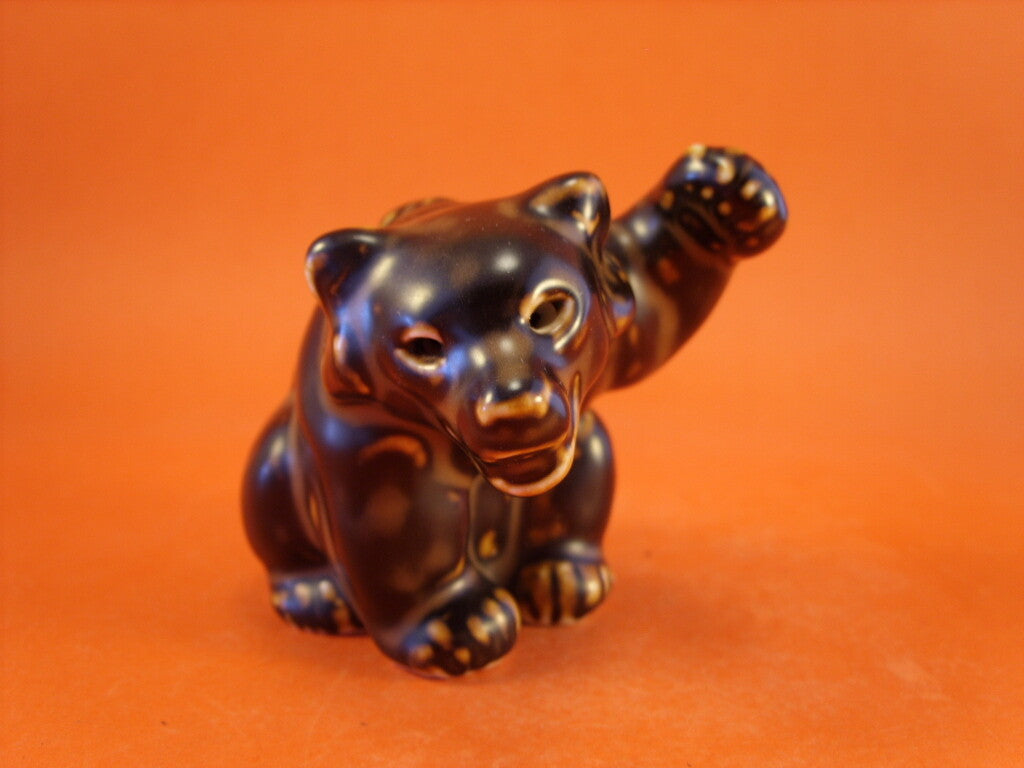 Royal Copenhagen Statuina in Gres "Cucciolo Orso Bruno" Cod 21433 porcellana dipinta a mano, 8 cm