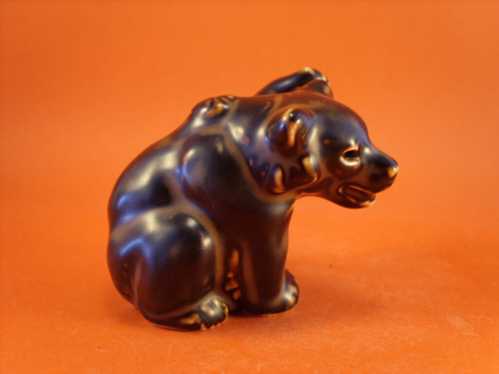 Statuina in Gres "Cucciolo Orso Bruno" Cod 21433 Royal Copenhagen porcellana autentica, 8 cm