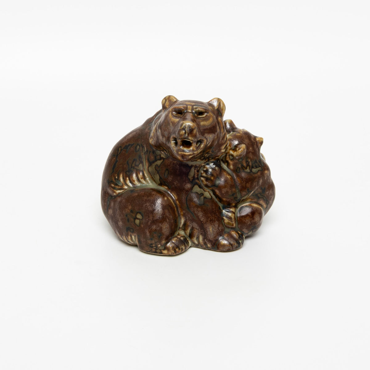 Royal Copenhagen Statuina in "Orso con Cucciolo" Cod 20193 porcellana dipinta a mano, 11 cm