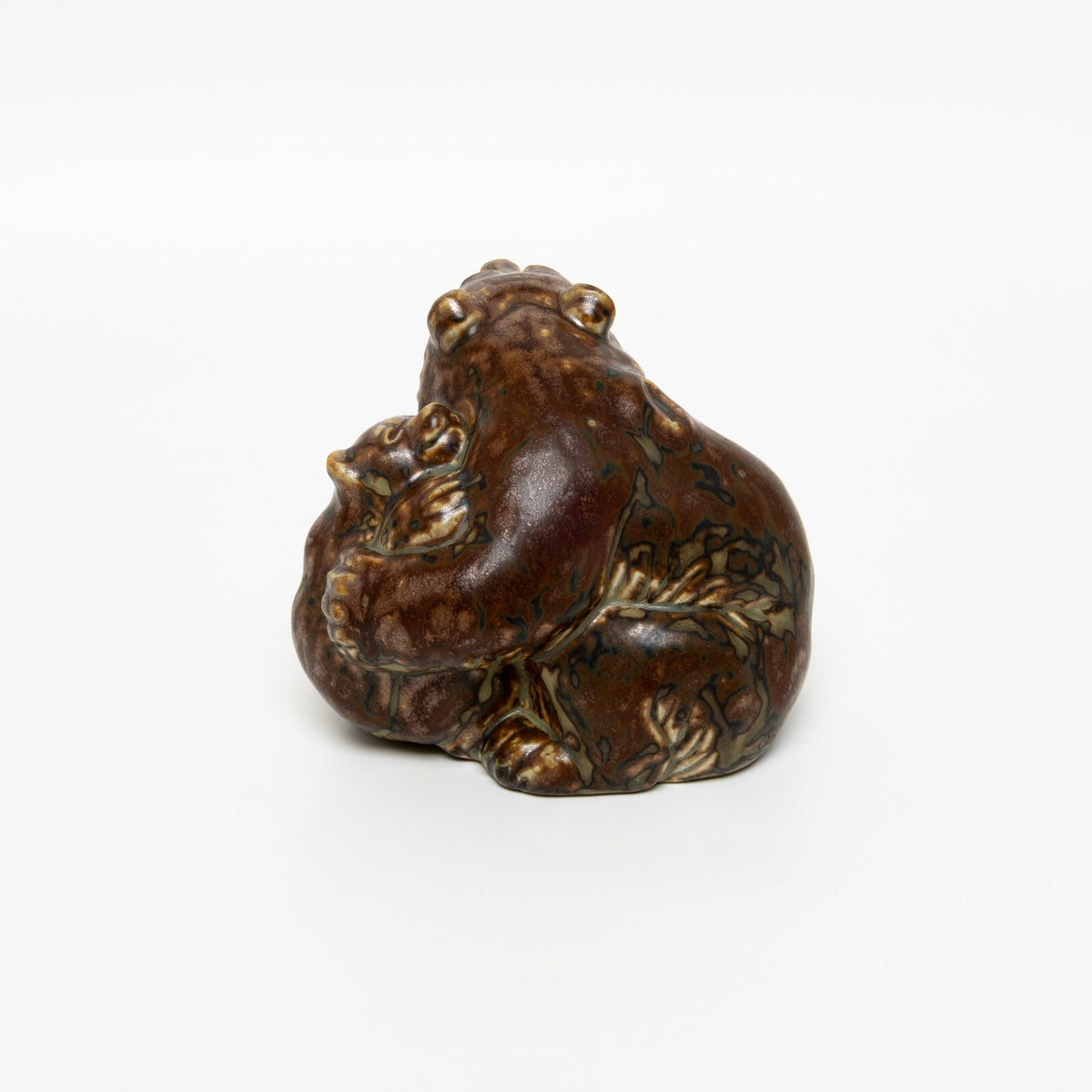 Statuina in "Orso con Cucciolo" Cod 20193 porcellana pezzo da collezione, 11 cm